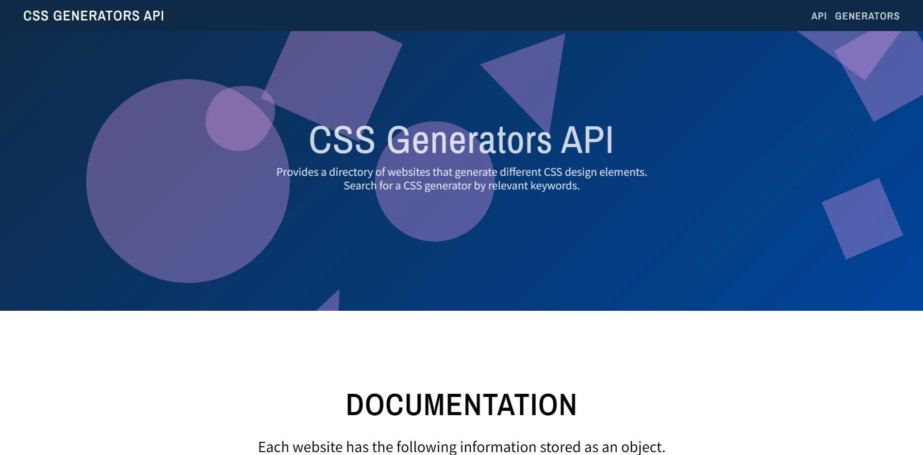 CSS Generators API app